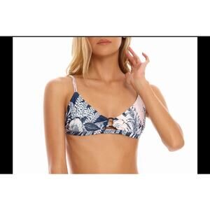 NWT Agua Bendita Peggy Helios Leafs Tropical Print Swim Bikini Top L